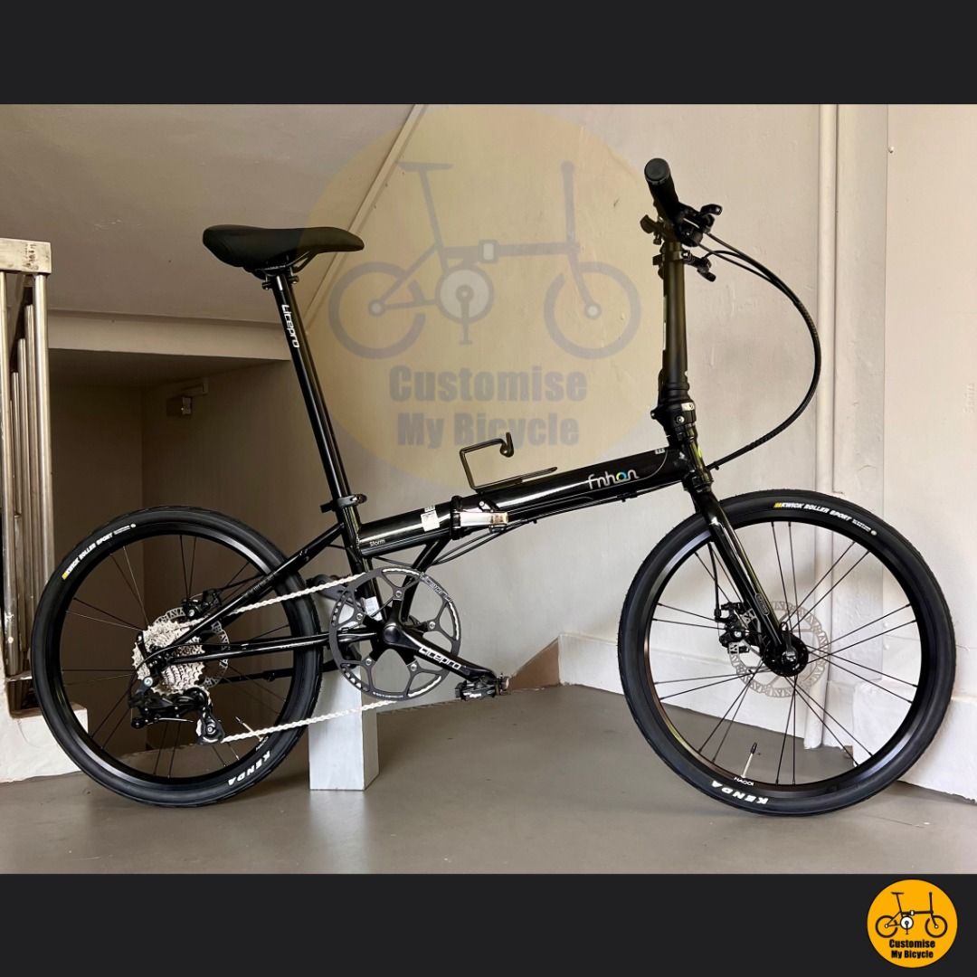 Fnhon Storm 22 Litepro Folding Sensah 9s Fold Bicycle Bike 451 20 inch Dahon P8 Durable Heavyweight Rider Glossy Black Loud Hub Wired Disc Brake Bearing Wheels