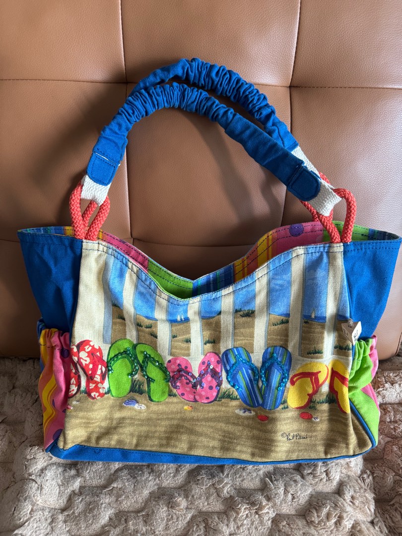 Artist Paul Brent Beach Bag Medium Scoop Tote Flip Flops Sand