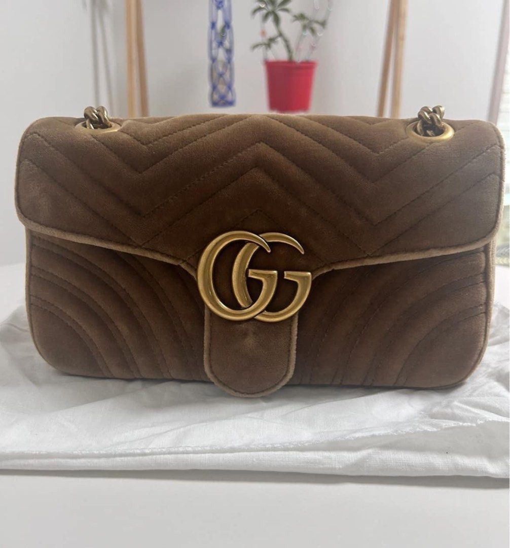 Gucci marmont velvet beige sale