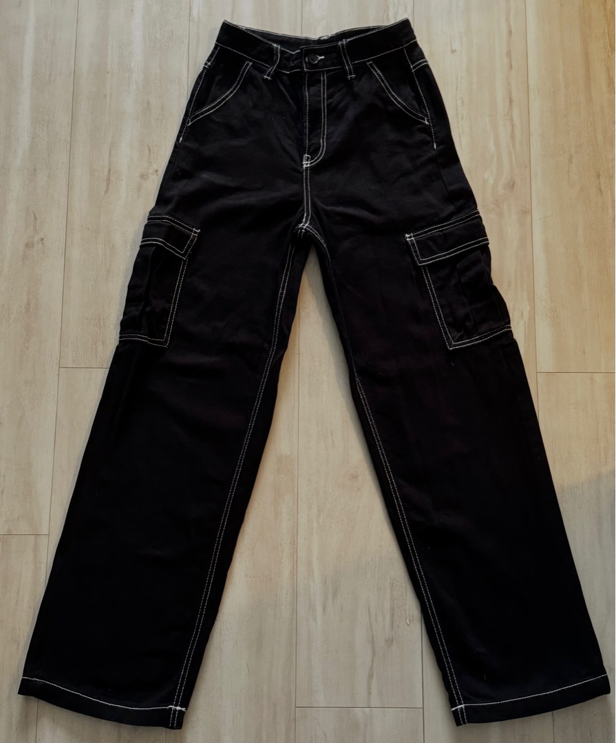 Black Baggy Cargo Pants, Women's Fashion, Bottoms, Jeans & Leggings on  Carousell