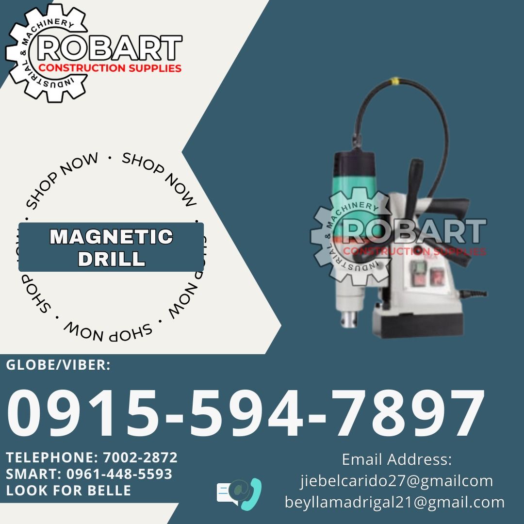 DZA Magnetic Drill (Category: Construction Tools & Equipment) located in Manila. Submitted by bellarobart (Listing ID 1335871603, Image 1). Description: Magnetic Drill Brand: DZA 1600W 𝑹𝑶𝑩𝑨𝑹𝑻 𝑪𝑶𝑵𝑺𝑻𝑹𝑼𝑪𝑻𝑰𝑶𝑵 𝑺𝑼𝑷𝑷𝑳𝑰𝑬𝑺 Office Address: 1405 Yuseco St. Sta Cruz Manila SEND US MESSAGE FOR INQUIRIES ‼️ ‼️ Glb/Vibr: 0915-594-7897 Smrt: 0961-448-5593 Landline: (7746-6248 / 7002-2872) 𝓛𝓞𝓞𝓚 𝓕𝓞𝓡 𝓑𝓔𝓛𝓛𝓔 🔵 100% Trusted Suppl
