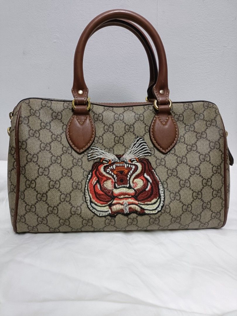 Gucci Gucci Beige Brown GG Supreme Canvas Limited Edition Tiger Boston Luxury Bags Wallets on Carousell