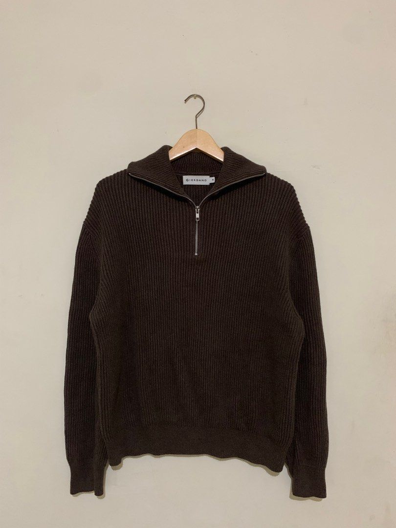 MUSINSA | SATUR Button up sailor half knit zip-up light blue SATUR