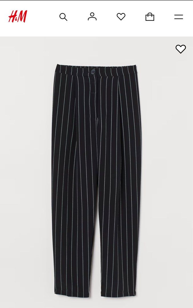 H m black white striped trousers Women s Fashion Bottoms Other Bottoms on Carousell