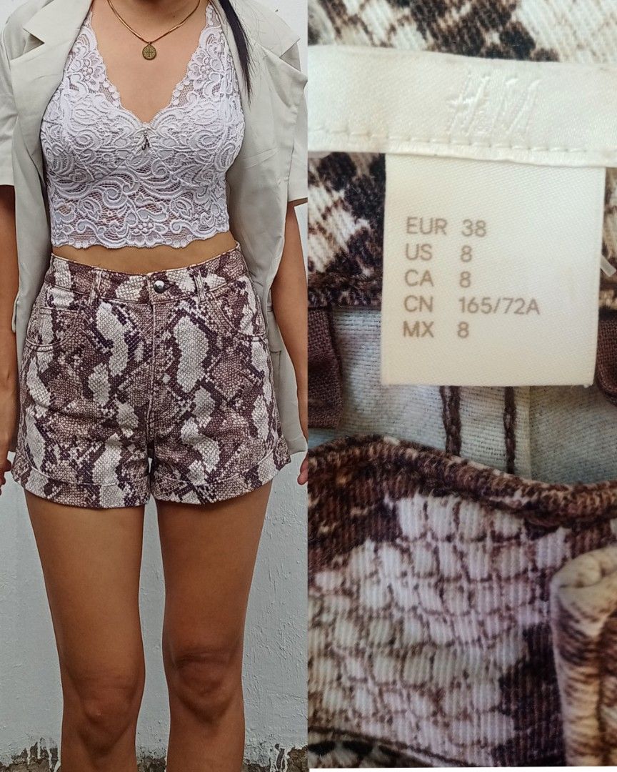 H M Vintage snake print highwaist short Women s Fashion Bottoms Shorts on Carousell