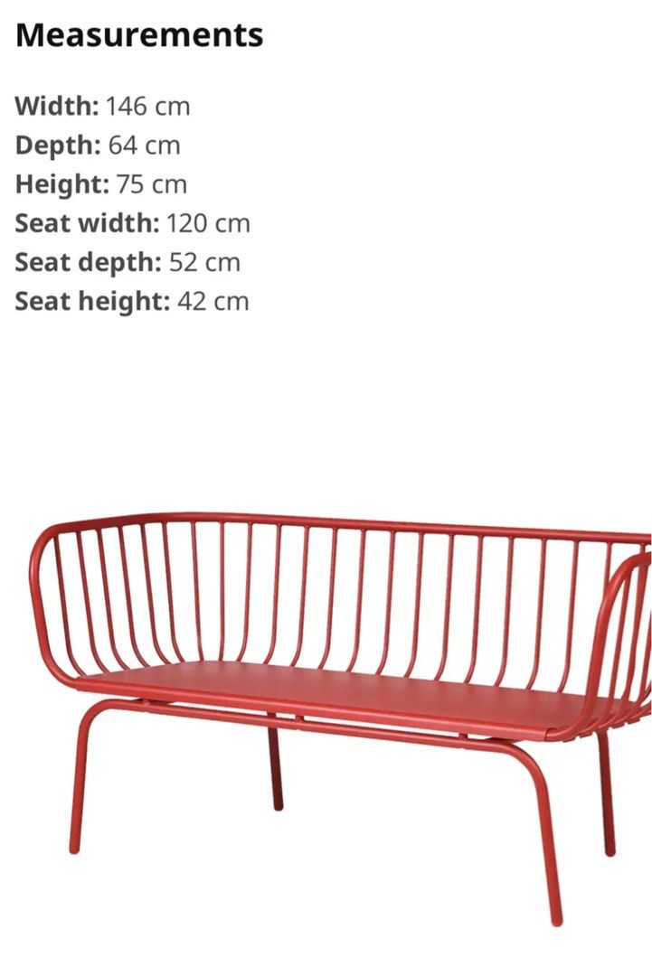 Ikea Brusen Red Outdoor Bench
