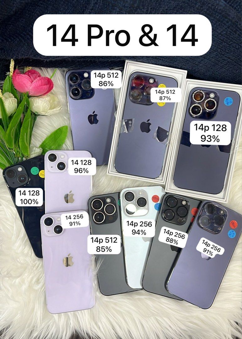 Iphone 14 pro 256Gb 或512GB 行貨，14 128 。九成九新，香港版，無拆 