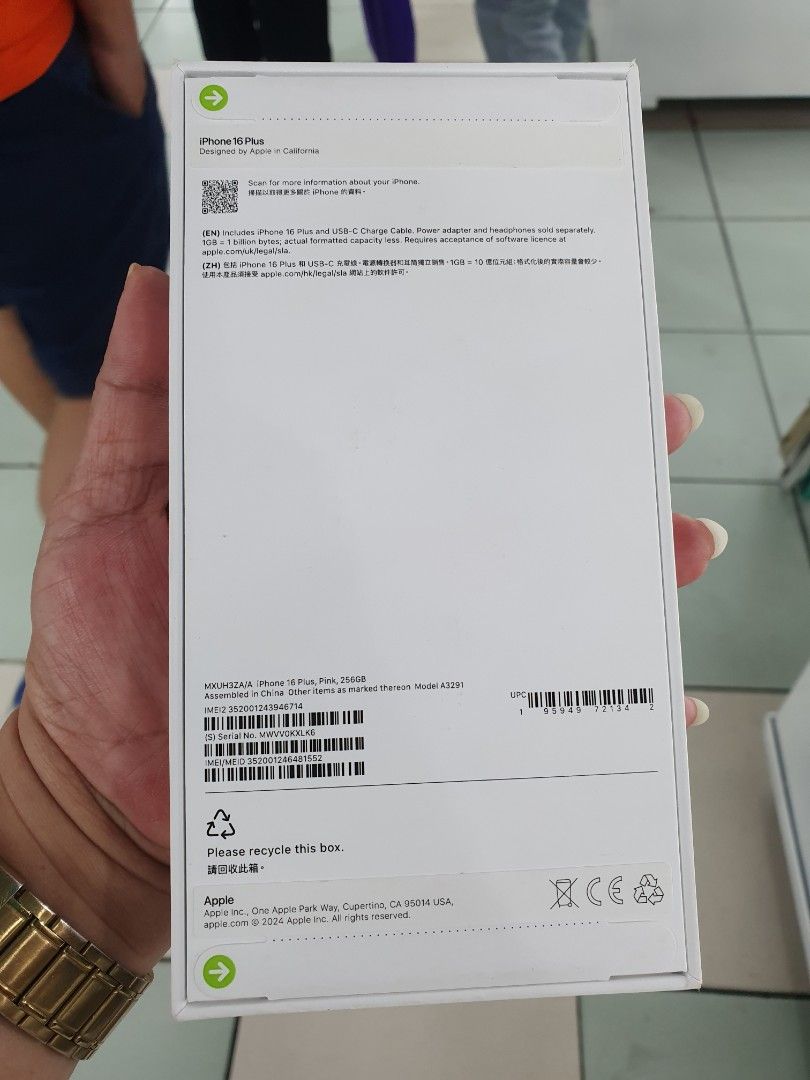 Iphone 16 plus 256gb pink brandnew (Category: iPhone 16 Series) located in San Juan City. Submitted by chelle.celino (Listing ID 1335850260, Image 2). Description: iphone 16plus 256gb pink open line Hk dual sim brandnew sealed All original 1yr warranty apple And my store we accept trade in and credit card installment and Ggives Willing to meet up.cash on delivery call or txt me.09353229255 fbpage michelle telecom...