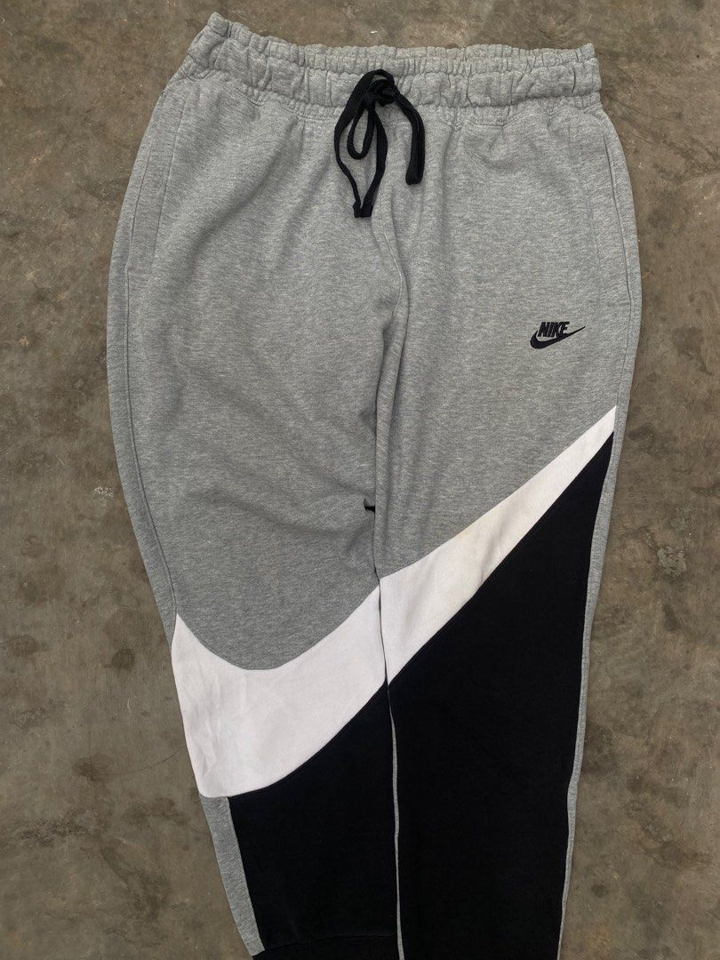 Nike Big Swoosh Jogger Black White Grey Heather, Fesyen Pria