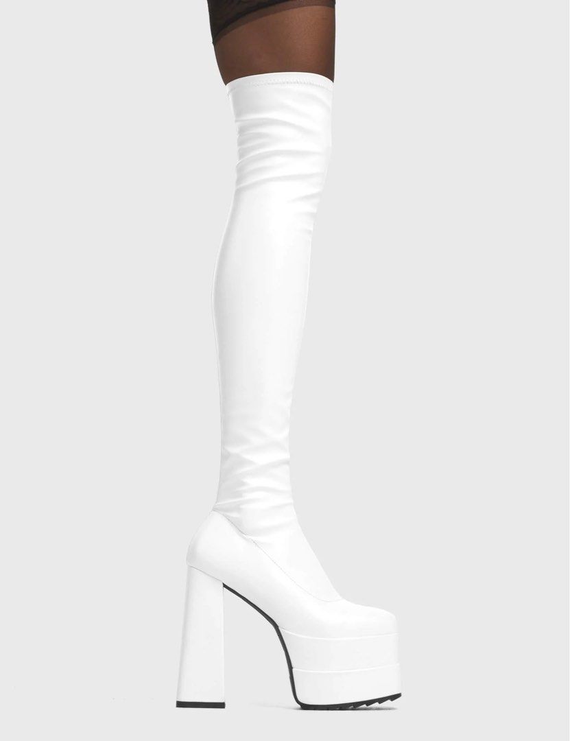 Platform Thigh High White Boots Carousell