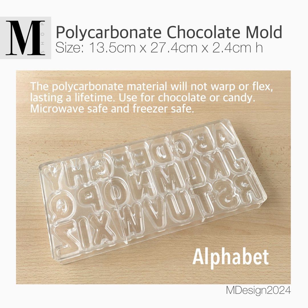 Polycarbonate Chocolate / Candy Mold (Category: Bakeware) located in Manila. Submitted by mshopmla (Listing ID 1335808763, Image 1). Description: Polycarbonate Chocolate / Candy Mold Size 13.5cm x 27.4cm x 2.4cm ht. Created for the professional who is looking to create artisan chocolates with durable molds. Create fine detail and design to your molded chocolates and truffles. Polycarbonate material will not warp or flex, lasting a lifetime. Use f