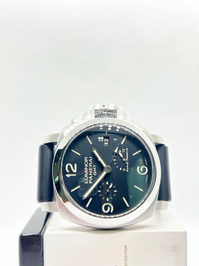 Pre Owned Panerai Luminor Marina GMT Pam 321 Black Dial Automatic Steel Casing Rubber