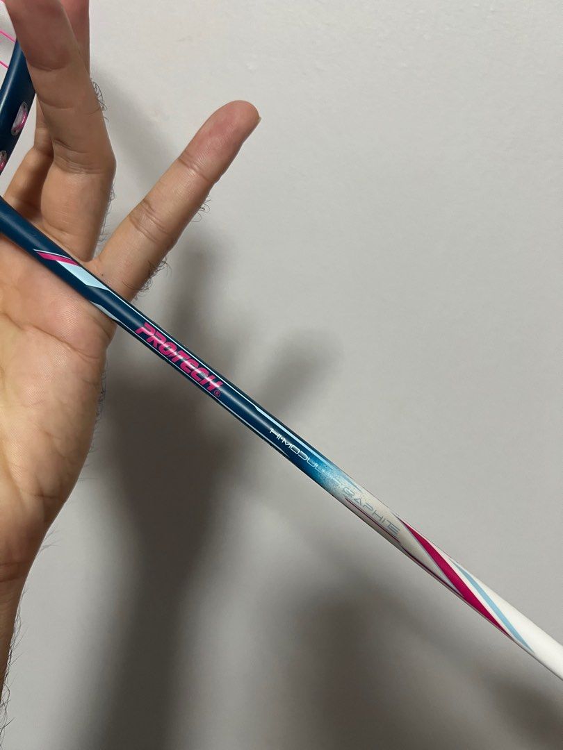 Protech racket (Category: Racket & Ball Sports) located in Kuala Lumpur. Submitted by preloveditemkl (Listing ID 1335858377, Image 2). Description: Liked new. Bought for RM199. 3u. String tension 27. Bg66 ultimax. Power for smashing .