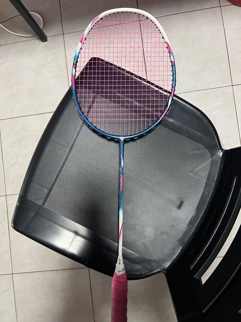 Protech racket (Category: Racket & Ball Sports) located in Kuala Lumpur. Submitted by preloveditemkl (Listing ID 1335858377, Image 1). Description: Liked new. Bought for RM199. 3u. String tension 27. Bg66 ultimax. Power for smashing .