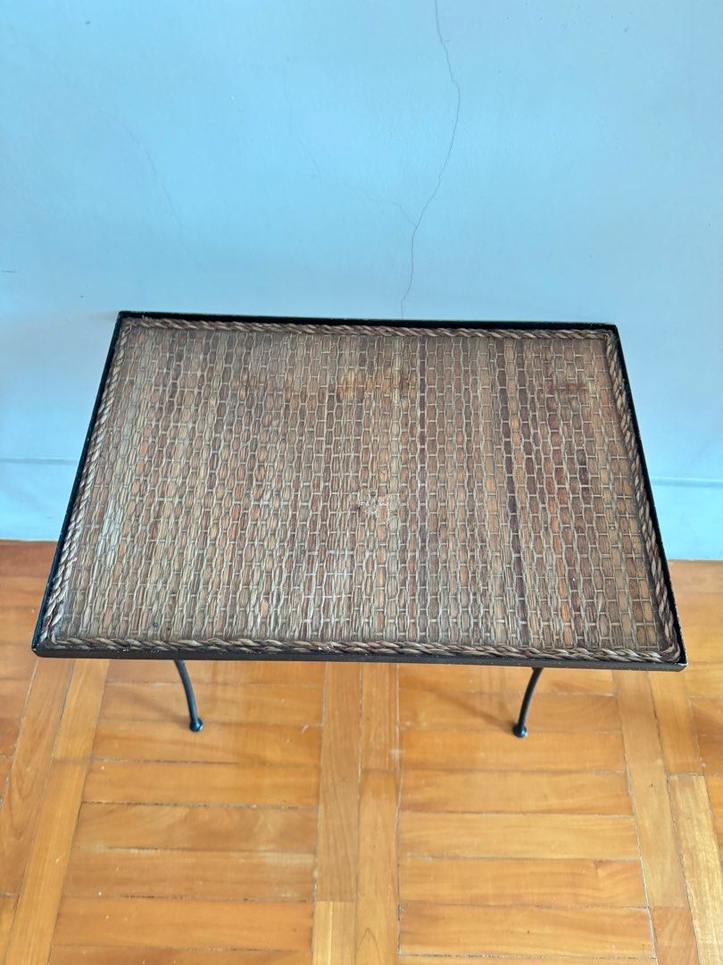 Rattan Metal Mini Side Table (Category: Tables & Sets) located in Paranaque City. Submitted by _moonshop (Listing ID 1335843039, Image 2). Description: Dimensions: Length 18” Width 12” Height 19.5”.