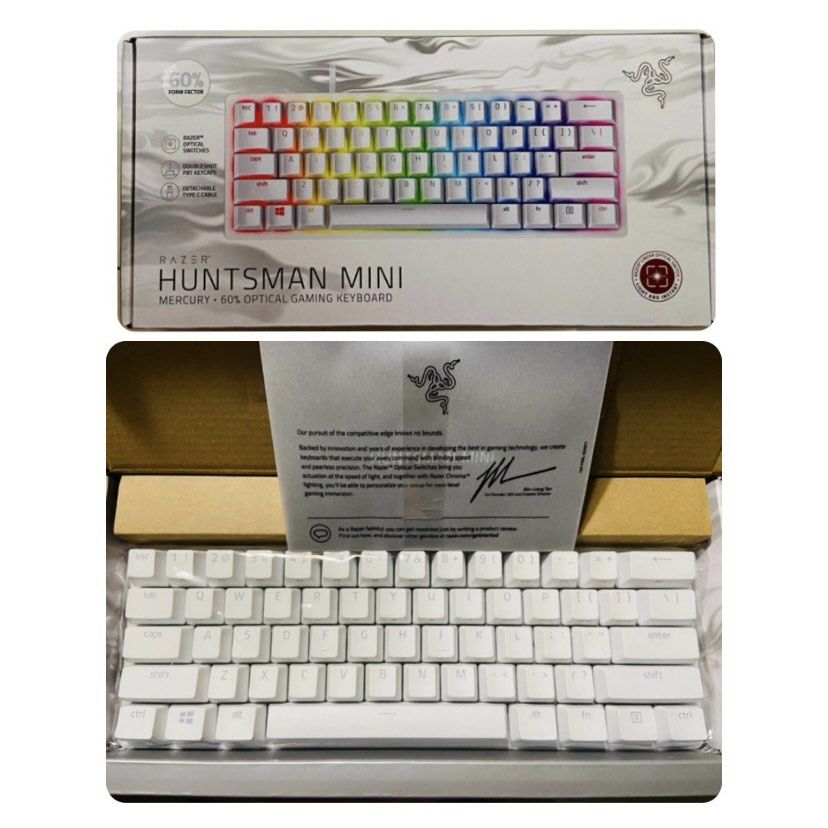 BUNDLE - Razer Keyboard & Mat (Category: Computer Keyboard) located in Manila. Submitted by mdc.25 (Listing ID 1335964591, Image 3). Description: BUNDLE ‼️ Razer Goliathus Extended Chroma Soft Gaming Mouse Mat (920mmx294mm) + Razer Huntsman Mini 60% Gaming Keyboard Mercury (Red Linear Optical Switch) - Wired keyboard - Complete W/ BOX Original price for both @ 8k+ Mat Conditions: lightly used but with stain RFS: DC; No longer used; Keyboard Upgra
