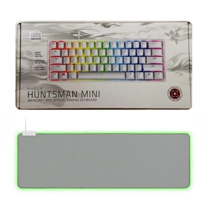 BUNDLE - Razer Keyboard & Mat (Category: Computer Keyboard) located in Manila. Submitted by mdc.25 (Listing ID 1335964591, Image 1). Description: BUNDLE ‼️ Razer Goliathus Extended Chroma Soft Gaming Mouse Mat (920mmx294mm) + Razer Huntsman Mini 60% Gaming Keyboard Mercury (Red Linear Optical Switch) - Wired keyboard - Complete W/ BOX Original price for both @ 8k+ Mat Conditions: lightly used but with stain RFS: DC; No longer used; Keyboard Upgra