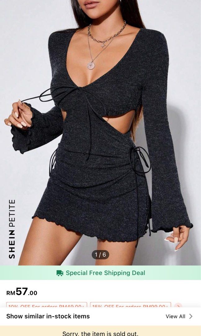 SHEIN Petite black bodycon flare dress, Women's Fashion, Dresses & Sets,  Dresses on Carousell