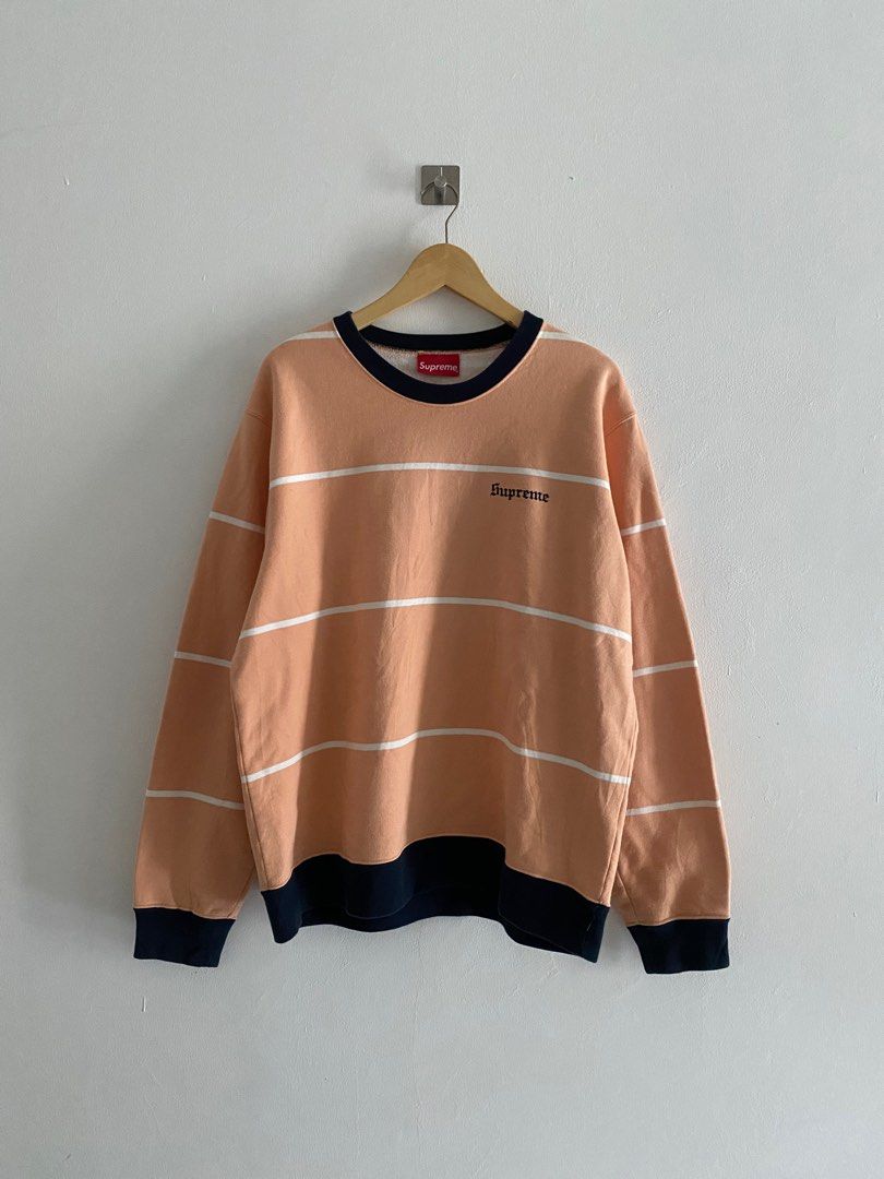 Supreme striped crewneck original Fesyen Pria Pakaian Atasan di Carousell