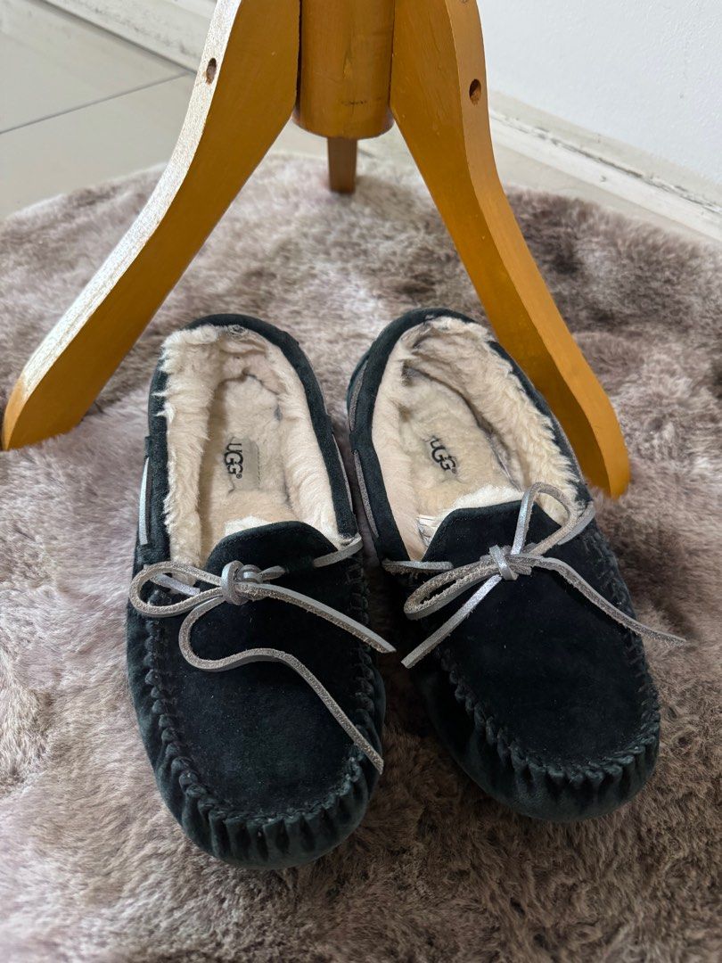 UGG Dakota Dark Blue Suede Fur Slippers Women Size 6 Women s Fashion Footwear Loafers on Carousell
