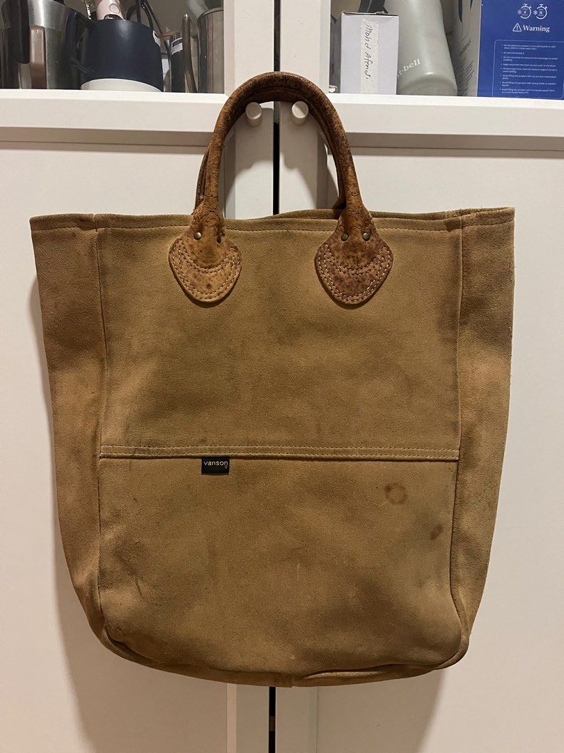 VANSON Leather Suede Tote Bag/Brown