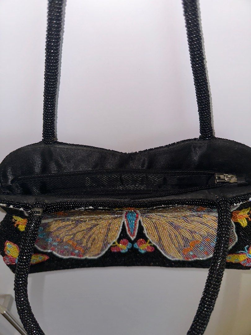 Vintage black beaded purse discount