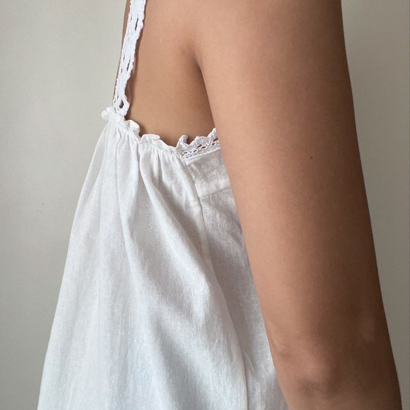 White Linen Button Down Lace top (Category: Blouses) located in Manila. Submitted by bababoa (Listing ID 1335878342, Image 2). Description: In great condition! Like new. Bought from shopclassic.ph on IG Fits XS-M frames RFS: Decluttering Delivery can be made through J&T. Same-day delivery is also accepted but must be booked by the buyer. Payment can be made via GCash. Feel free to send me a message for more information! ❤.
