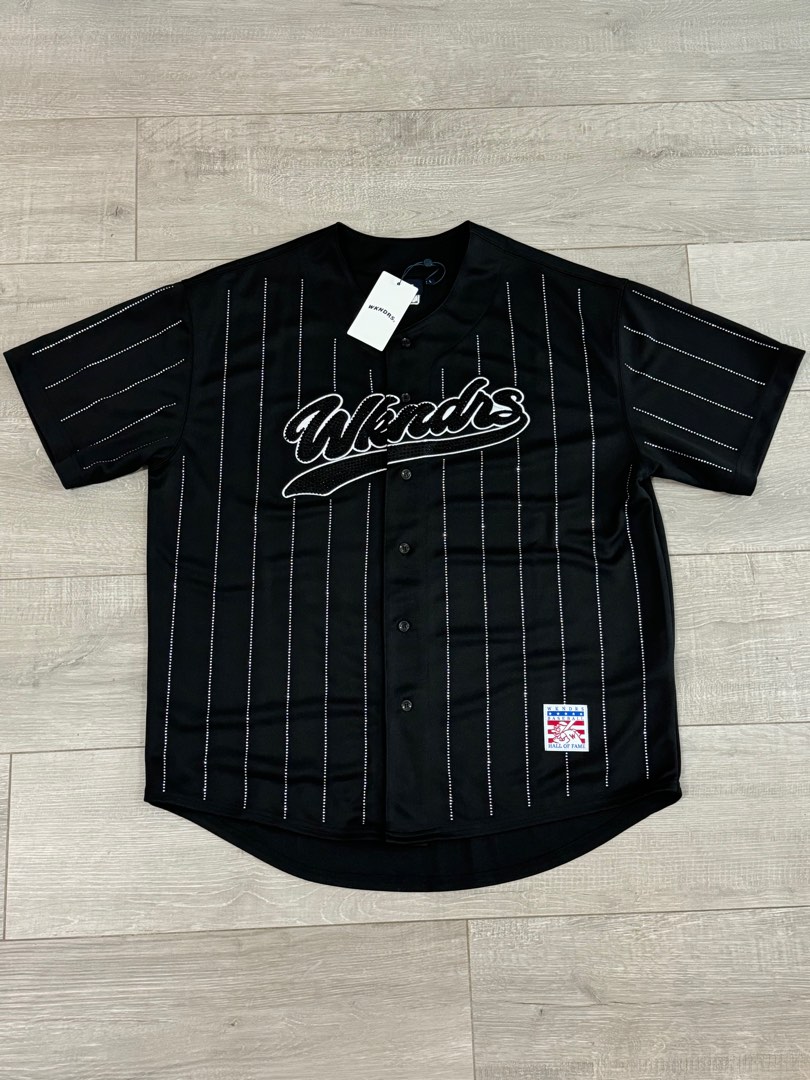 ◆24SS WKNDRS RHINESTONE BASEBALL JERSEY/2色◆ RHINESTONE BASEBALL JERSEY (BLACK) - WKNDRS | 60% - Asian