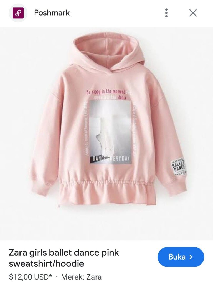 Zara Pink Ballet Dance Hoodie Fesyen Wanita Pakaian Wanita Baju Luaran di Carousell