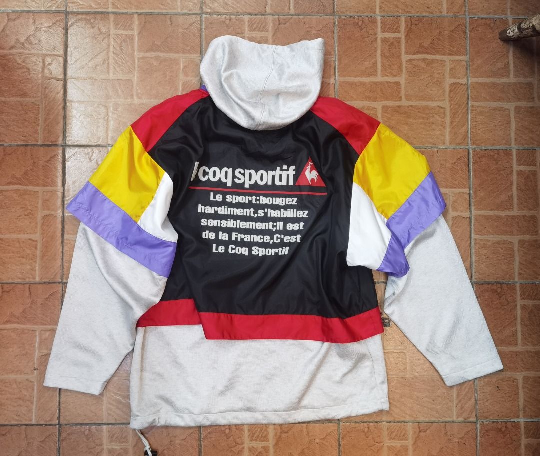 90s Le Coq Sportif malaysia color block crop top Men s Fashion Tops Sets Hoodies on Carousell
