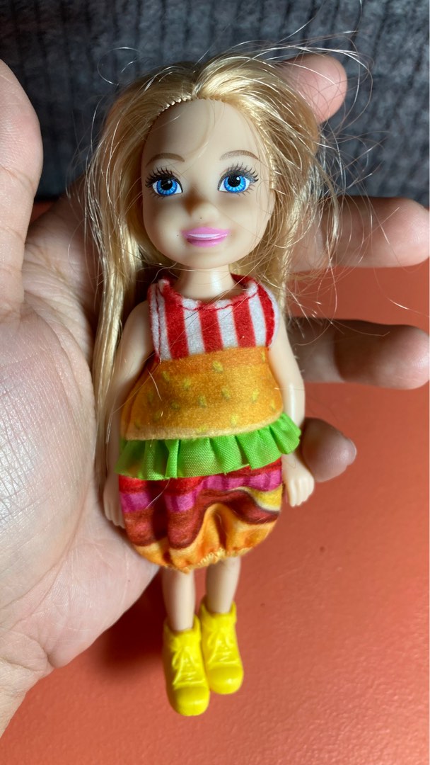 Barbie Club Chelsea Dress Up Doll 6 inch Blonde in Burger Costume Hobbies Toys Toys Games on Carousell