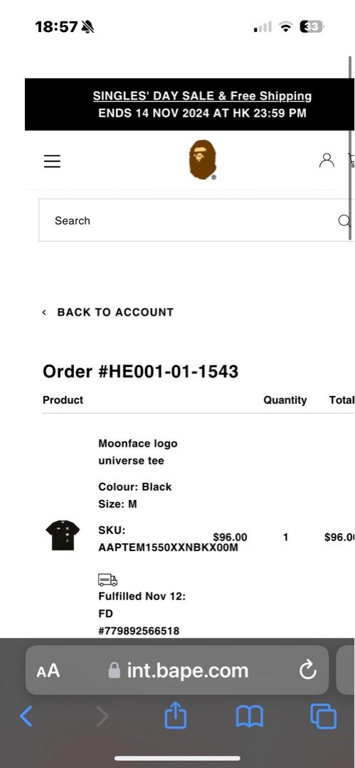 Bathing ape authentic (Category: Tshirts & Polo Shirts) located in Singapore. Submitted by ivanlee1978 (Listing ID 1336075432, Image 10). Description: Brand new ordered from online overseas Wrong size too big for me 100% Authentic .