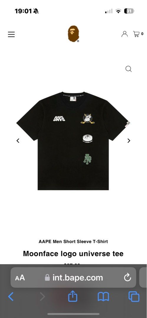Bathing ape authentic (Category: Tshirts & Polo Shirts) located in Singapore. Submitted by ivanlee1978 (Listing ID 1336075432, Image 1). Description: Brand new ordered from online overseas Wrong size too big for me 100% Authentic .