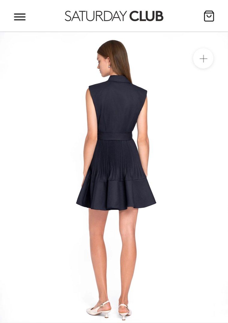 BNIB) Saturday Club - Suit Collar Ruffled Hem Pleated Dress