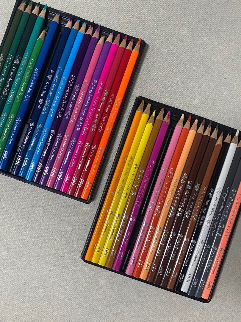 Deli Color Emotion (Colored Pencils) (Category: Stationery & School Supplies) located in Davao. Submitted by nlc.declutters (Listing ID 1336119081, Image 2). Description: 2 missing colors (poetic & serene blue) good for children na mahilig sa art.