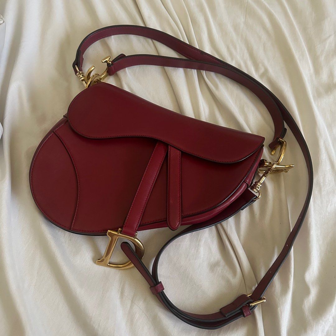 Burgundy dior saddle wellmade bag