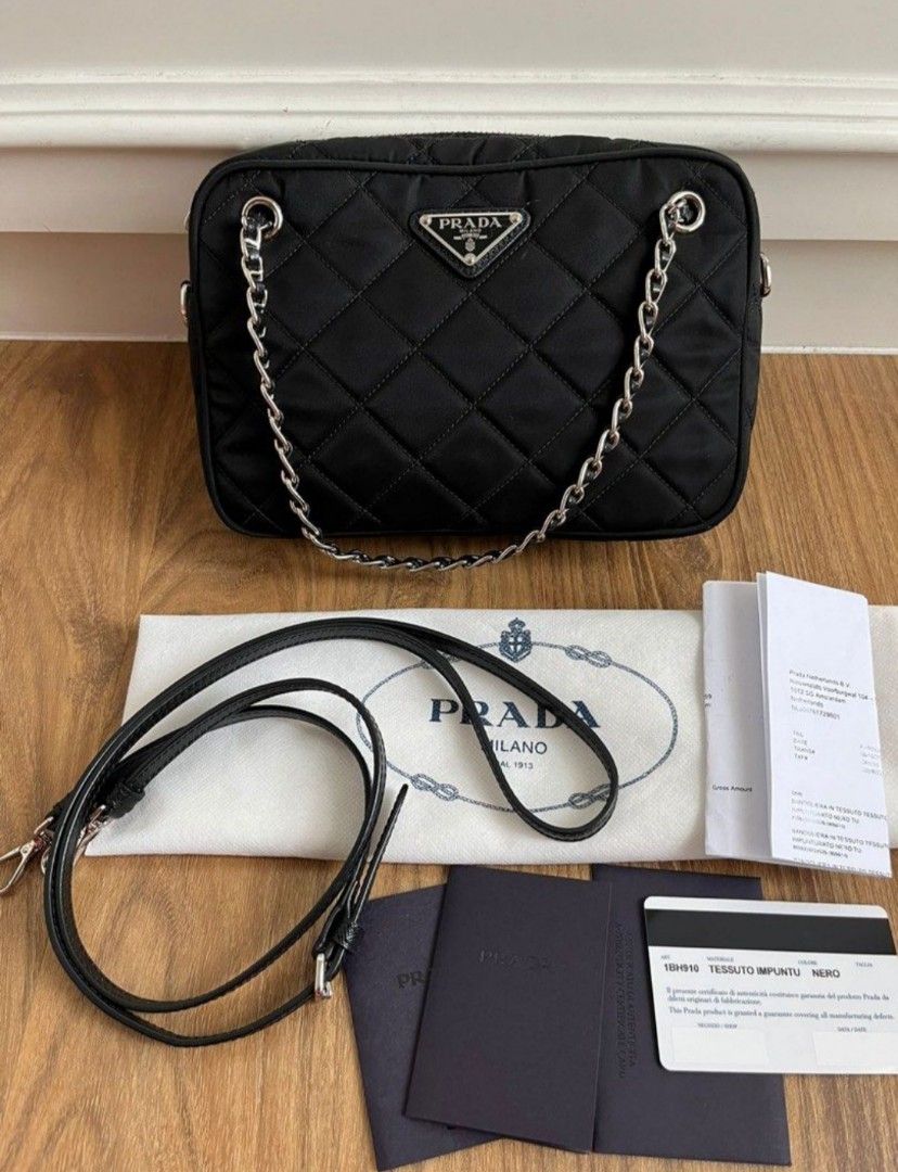 Fast Sale VGC Prada 1BH910 Tessuto Impuntu Nylon Black Shw 2022 size 22 x 15 x