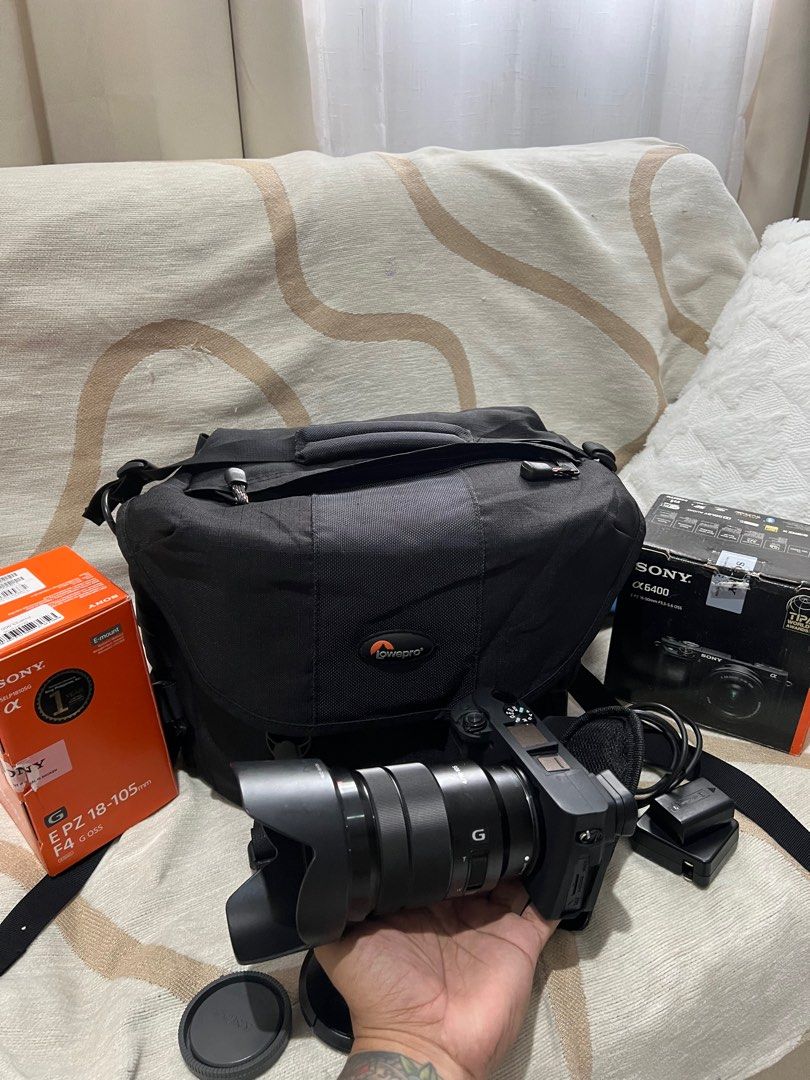 FOR SALE : SONY a6400 COMPLETE SET (Category: Cameras) located in Quezon City. Submitted by jerome2929 (Listing ID 1336014820, Image 3). Description: FOR SALE: SONY A6400 COMPLETE SET WITH BOX 80,000 SC INCLUSION A6400 BODY 18-105 SONY LENS 1 ORIGINAL BATTERY ORIGINAL CHARGER STRAP CASE LOWERPRO BAG 60K FIX NOVALICHES AREA.