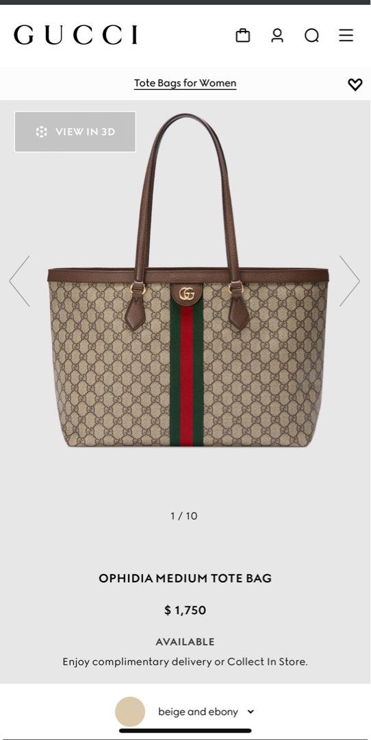 Gucci Ophidia Medium Tote Bag (Category: Luxury Bags & Wallets) located in Cebu City. Submitted by stuffforyouph (Listing ID 1336144074, Image 3). Description: Slightly used authentic gucci tote bag. Add 1.5k if u want entrupy.
