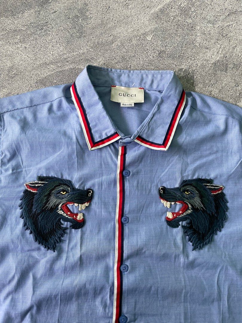 Gucci twin wolf shirt authentic original Fesyen Wanita Pakaian Wanita Atasan di Carousell
