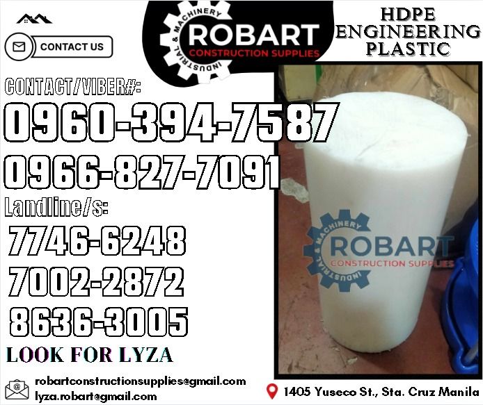 HDPE Engineering Plastic (Category: Construction Tools & Equipment) located in Manila. Submitted by lyzarobart1999 (Listing ID 1335981322, Image 1). Description: HDPE Engineering Plastic Color: White 6"dia x 12" Length 𝑹𝑶𝑩𝑨𝑹𝑻 𝑪𝑶𝑵𝑺𝑻𝑹𝑼𝑪𝑻𝑰𝑶𝑵 𝑺𝑼𝑷𝑷𝑳𝑰𝑬𝑺 𝒪𝒻𝒻𝒾𝒸𝑒 𝒜𝒹𝒹𝓇𝑒𝓈𝓈: 𝟣𝟦𝟢𝟧 𝒴𝓊𝓈𝑒𝒸𝑜 𝒮𝓉. 𝒮𝓉𝒶 𝒞𝓇𝓊𝓏 𝑀𝒶𝓃𝒾𝓁𝒶 ꜱᴇɴᴅ ᴜꜱ ᴍᴇꜱꜱᴀɢᴇ ꜰᴏʀ ɪɴQᴜɪʀɪᴇꜱ ‼️ ‼️ ɢʟᴏʙᴇ: (0966-827-7091) ꜱᴍʀᴛ - (0960-394-7587) ᴠɪʙʀ - (