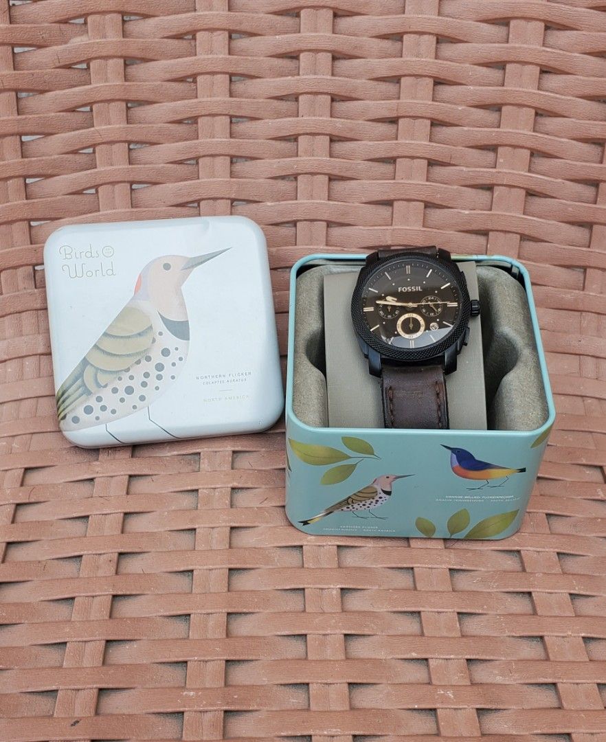 Jam Tangan Fossil Chronograph Original watch strap leather, Fesyen