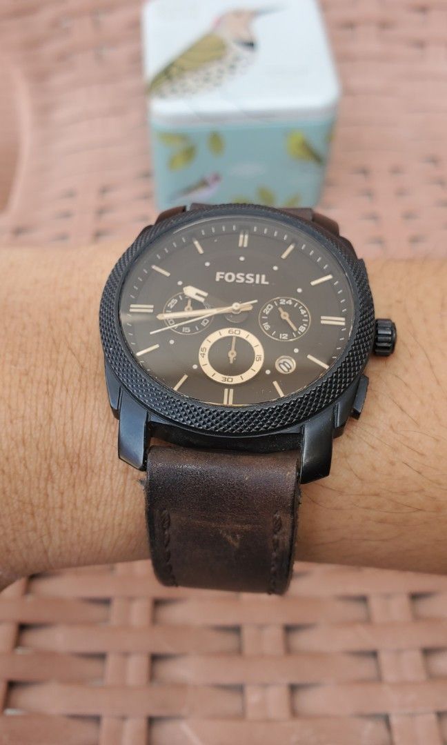 Jam Tangan Fossil Chronograph Original watch strap leather, Fesyen