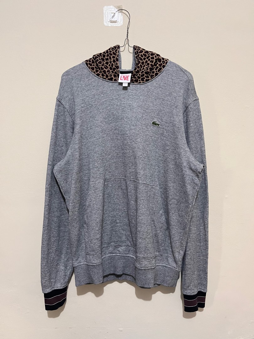 Lacoste Live hoodie leopard original Fesyen Pria Pakaian Baju Luaran di Carousell