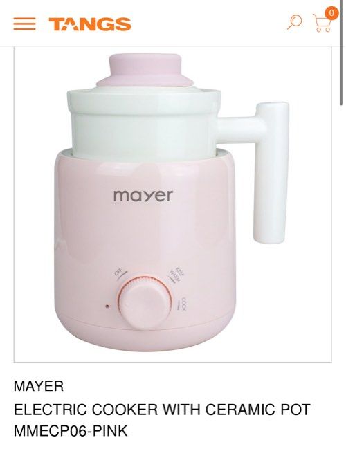 MAYER ELECTRIC COOKER WITH CERAMIC POT MMECP06 PINK Furniture Home Living Kitchenware Tableware Cookware Accessories on Carousell