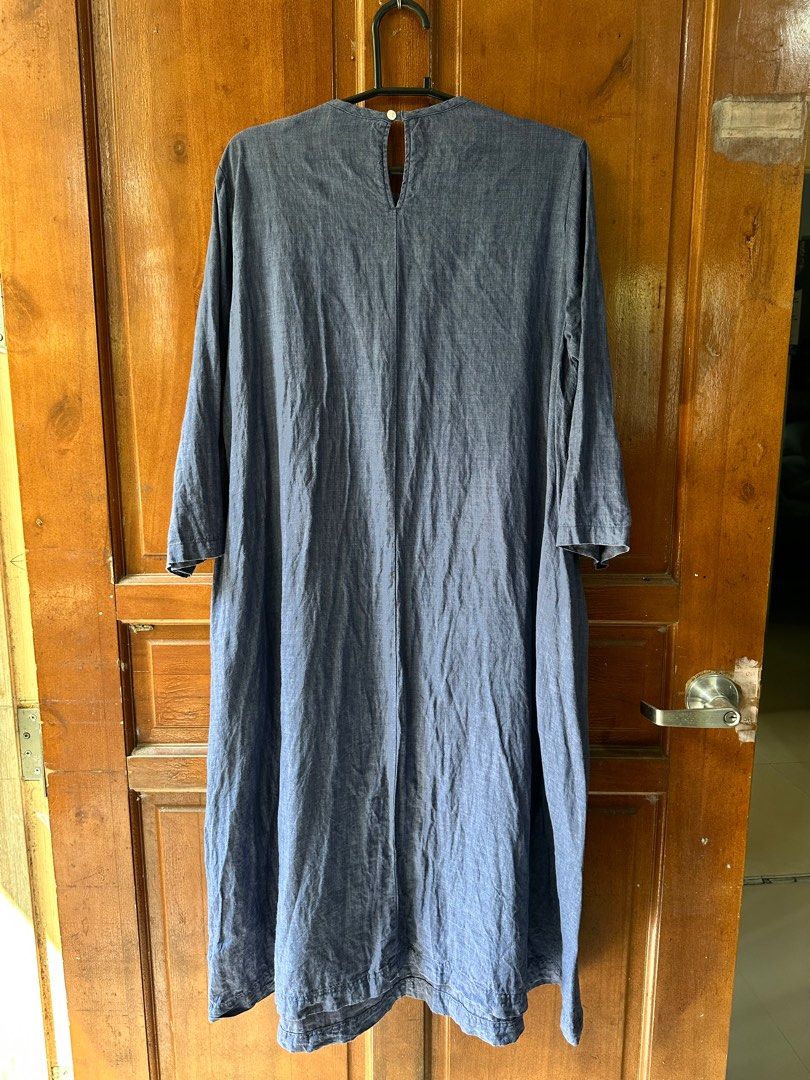 muji linen dress Muji Womens Maxi Linen Shirt Dress Med Long Lagenlook Collared Button Down