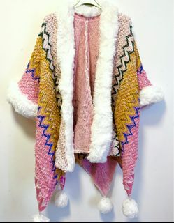 New🔮超可愛民族風披肩粉紅色秋冬針織外套冷衫毛毛cute enthic pink cape winter jacket64217834021251110