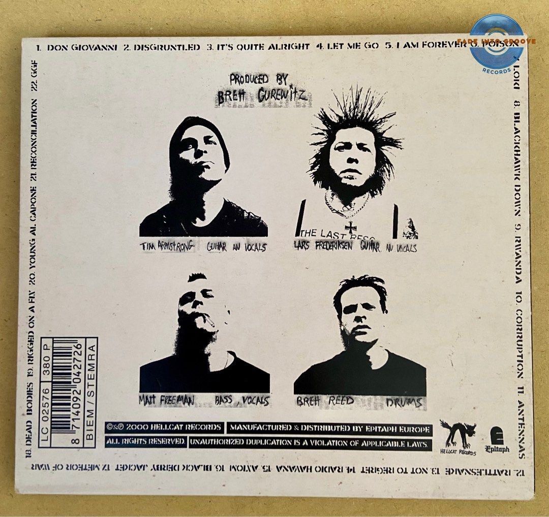 Rancid; self-titled (Digipak CD) (Category: CDs & DVDs) located in Bacolod City. Submitted by fadeintogrooves (Listing ID 1334933307, Image 2). Description: US pressed Manufacturer: Hellcat Records Release date: 2000 Number of discs: 1 (Poster included) Unsealed/ Case contains dents Condition Disclaimer: All used CDs are sold as-is and may have minor cracks on the case or light scratches on the disc. These imperfections do not affect playback, bu