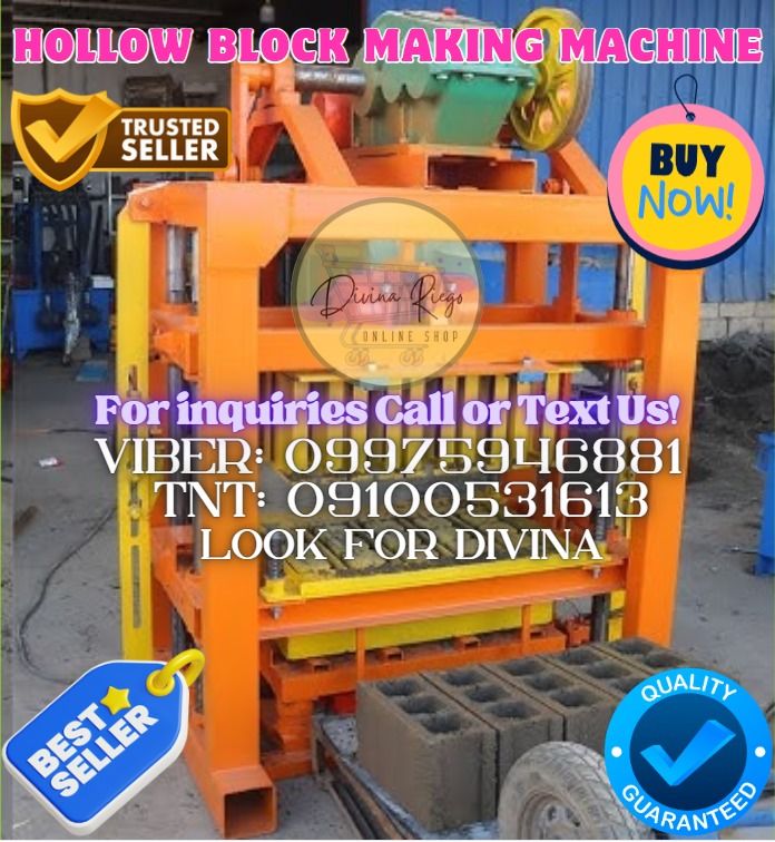 Semi-automatic Small Mobile Manual Hollow Cement Brick Making Machine Concrete Block Making Machine (Category: Construction Tools & Equipment) located in Pasig City. Submitted by ayabheldiane-20162 (Listing ID 1336001442, Image 1). Description: 🌏 We Can Deliver Nationwide 👉 AP Cargo, LBC, Lalamove & etc. 📍 HURRRYYYY!!! BUY NOW!!! & GET LESS DISCOUNT 📍 WE'RE ON SALE ❗️ 🔥 QTJ4-40 Hollow Block Making Machine Price: 817,200 ✅ FREE Shipping and H