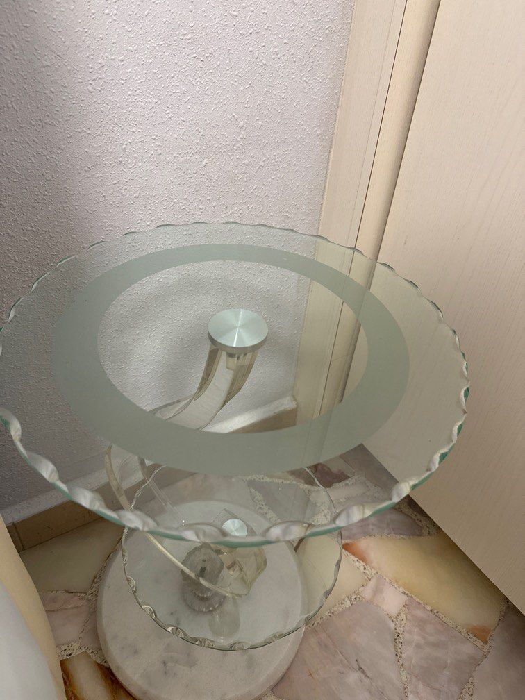 Side Table (Category: Tables & Sets) located in Singapore. Submitted by shoelchen (Listing ID 1336144915, Image 2). Description: Glass top, 2 tier .